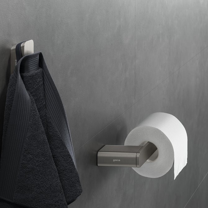 SHIFT BRUSHED STAINLESS STEEL FINISH Toiletrolhouder zonder klep (rechts)