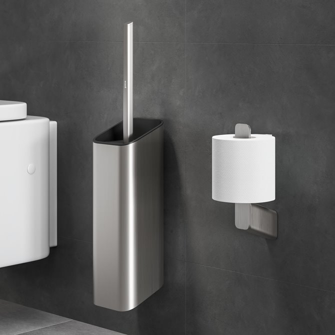 SHIFT BRUSHED STAINLESS STEEL FINISH Toiletborstel met houder