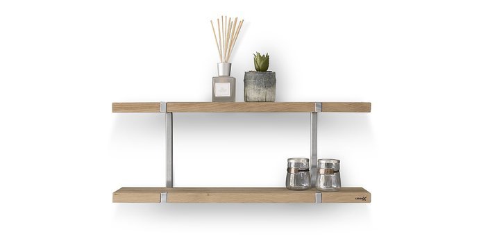 Wall shelf duo RVS en zwart.