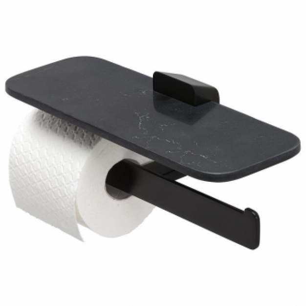 SHIFT BLACK Toiletrolhouder dubbel met planchet