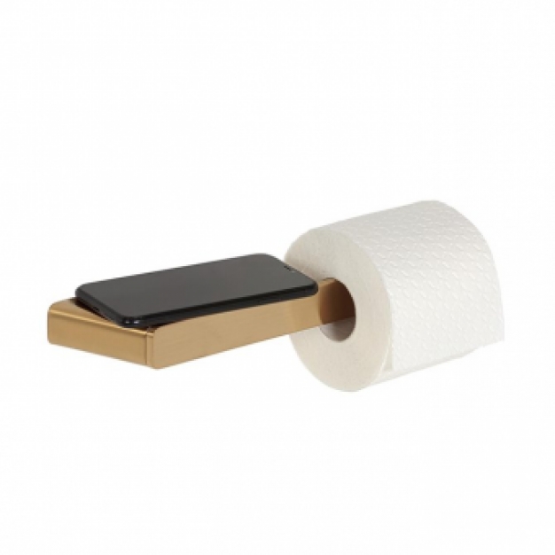 SHIFT BRUSHED GOLD Toiletrolhouder zonder klep met planchet