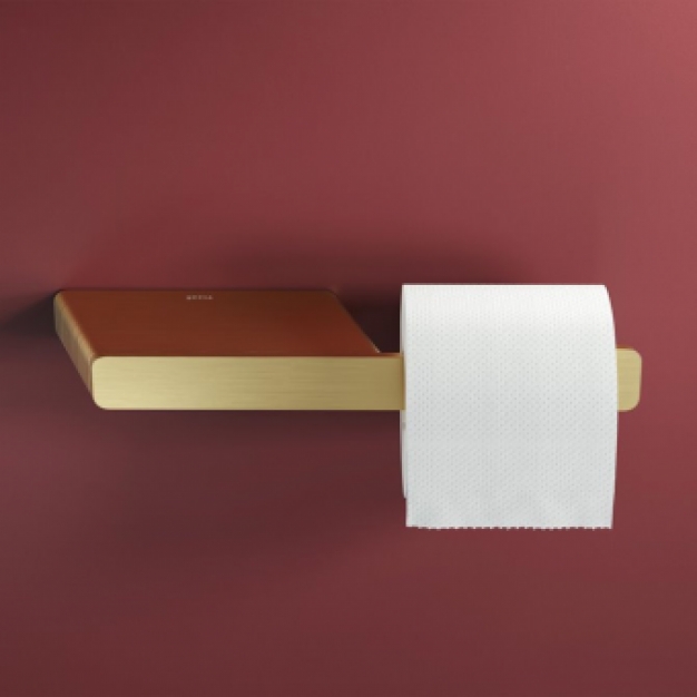 SHIFT BRUSHED GOLD Toiletrolhouder zonder klep met planchet